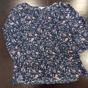 Lucky Brand Flowered Pesant Shirt Size Medium